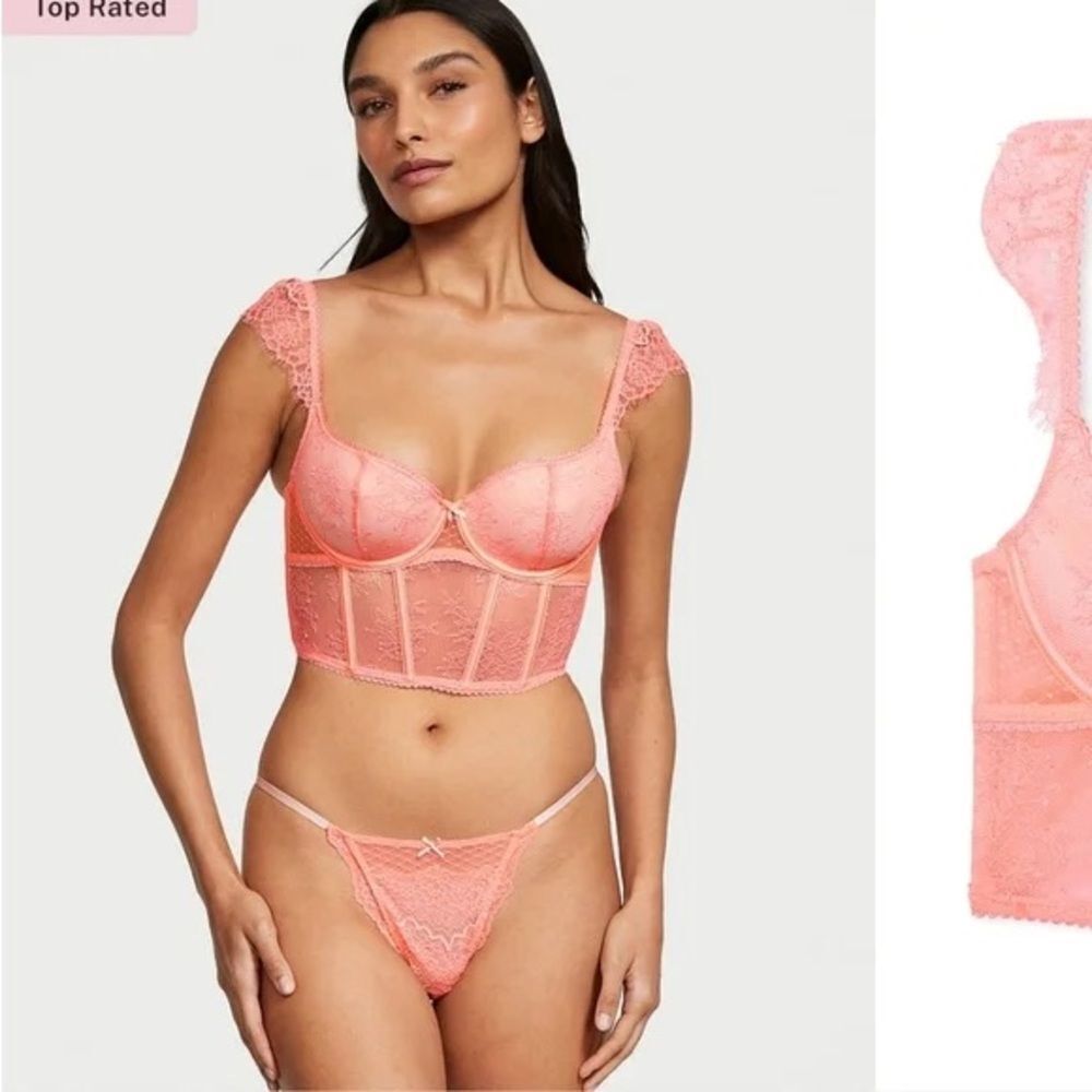 Victoria's Secret Coral Lace Bra Set